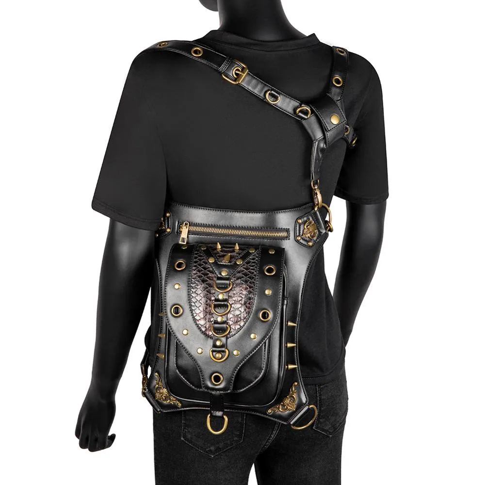 Punk Gothic Metal Rivets Biker Shoulder Messenger Bag