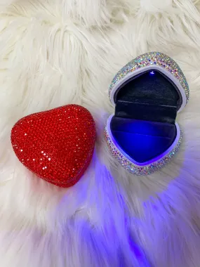 Put A Ring On It Bling Heart Light Up Ring Holder Case - Red