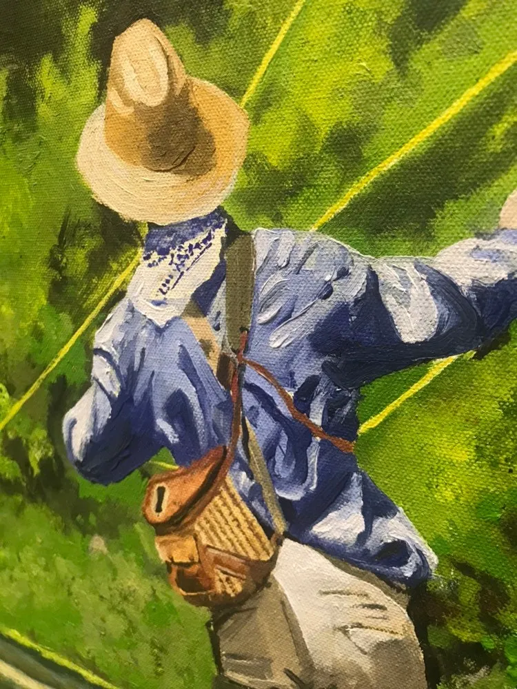 "River Dance 2" Vintage flyfisherman, Giclée of oil painting of fly fisherman in good form!