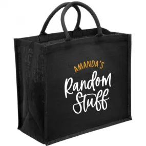 Random Stuff Black Jute Bag