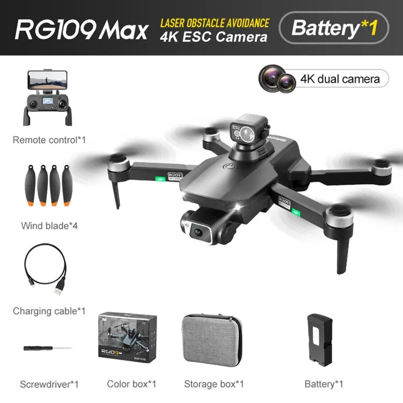 RC Drone RG109 MAX 4K HD Dual Camera GPS 5G WiFi Brushless Motor 360 ° Laser Obstacle Avoidance Quadcopter