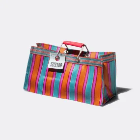 Recycled Plastic Stripe Bag Wide - Orange/Pink