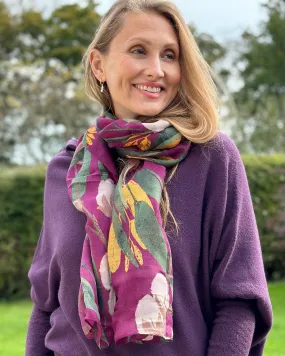 Recycled Repreve Scarf - Aubergine Botanical Print