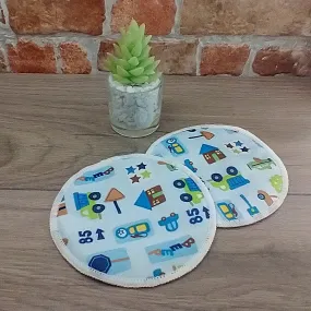 Reusable Bamboo Cotton Nursing Pad Set - Cars & Lorries