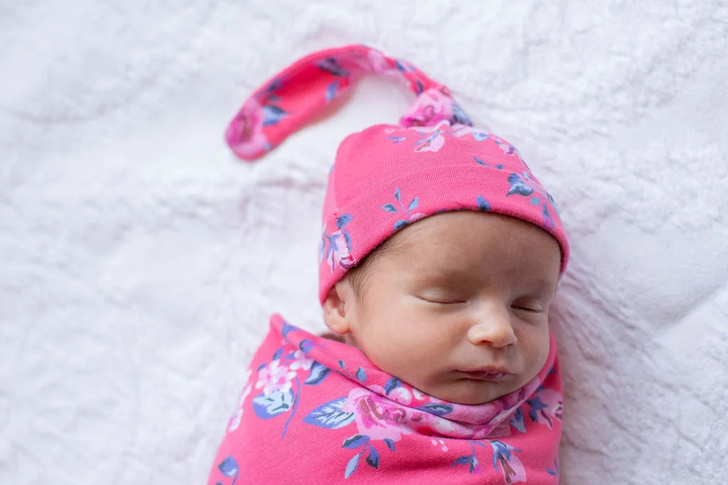 Rose Robe & Newborn Swaddle Blanket Set & Navy Dad T-Shirt & Dog Bandana