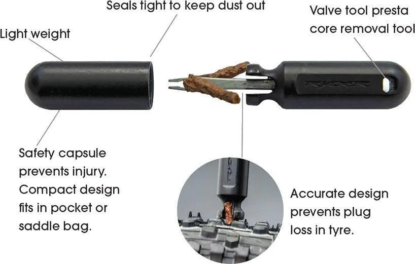 Slug Plug Tubeless Puncture Repair Kit (2 Sizes x 5 Slugs)