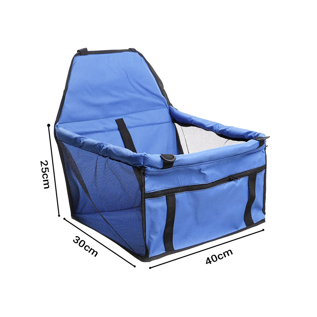 SOGA 2X Waterproof Pet Booster Car Seat Breathable Mesh Safety Travel Portable Dog Carrier Bag - Blue