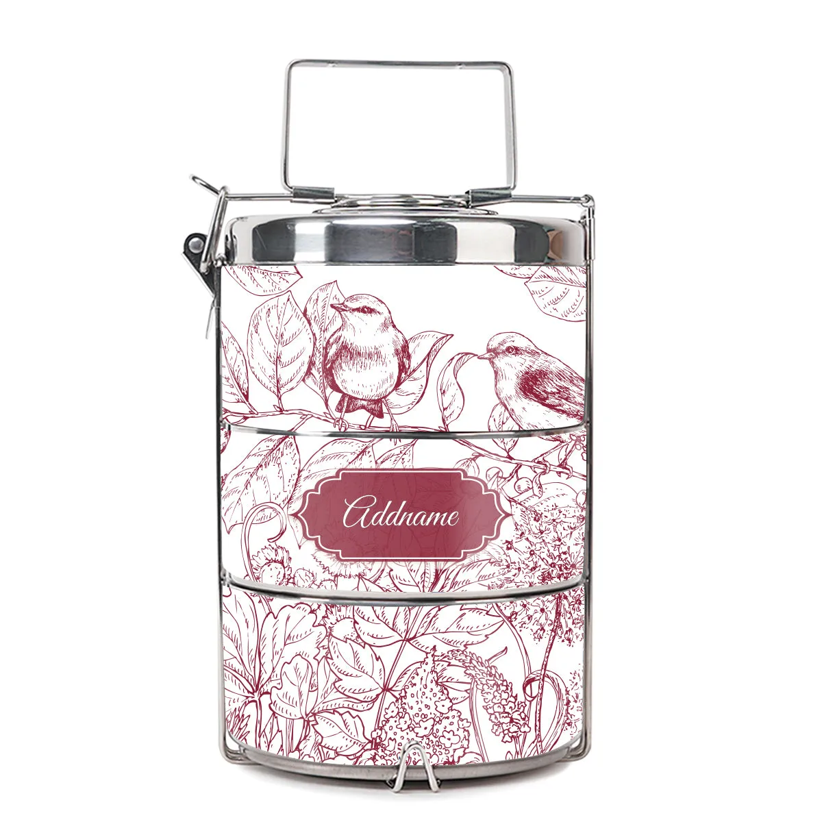 Song Birds Artline Series 3-Tier Premium Medium 13.5cm Tiffin Carrier [FREE Custom Add Name]