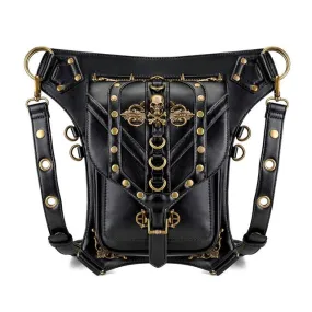 Steampunk Gothic Skull Messenger Punk Rivet Leather Waist Bag