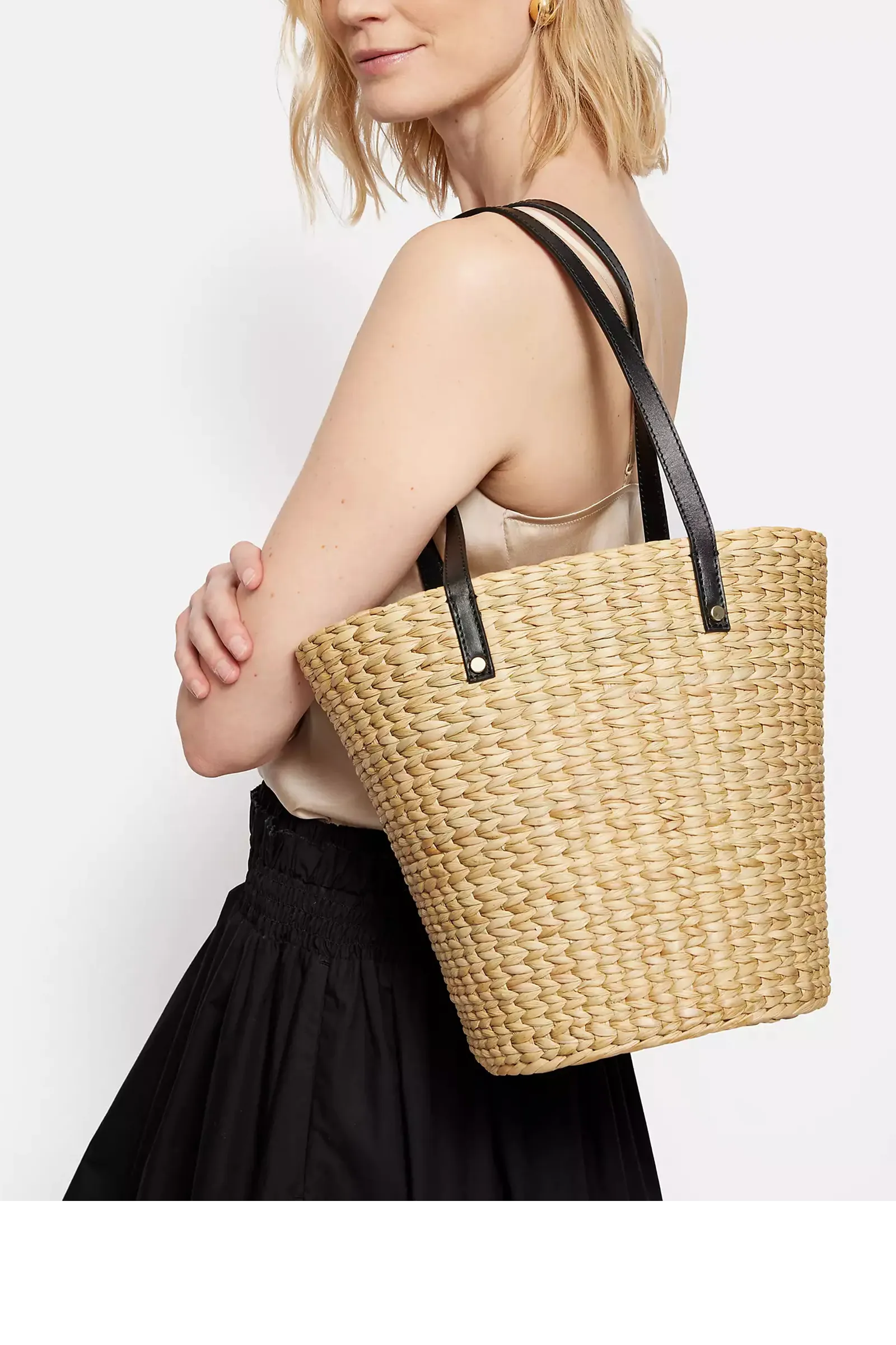 Straw Bucket Bag, Natural