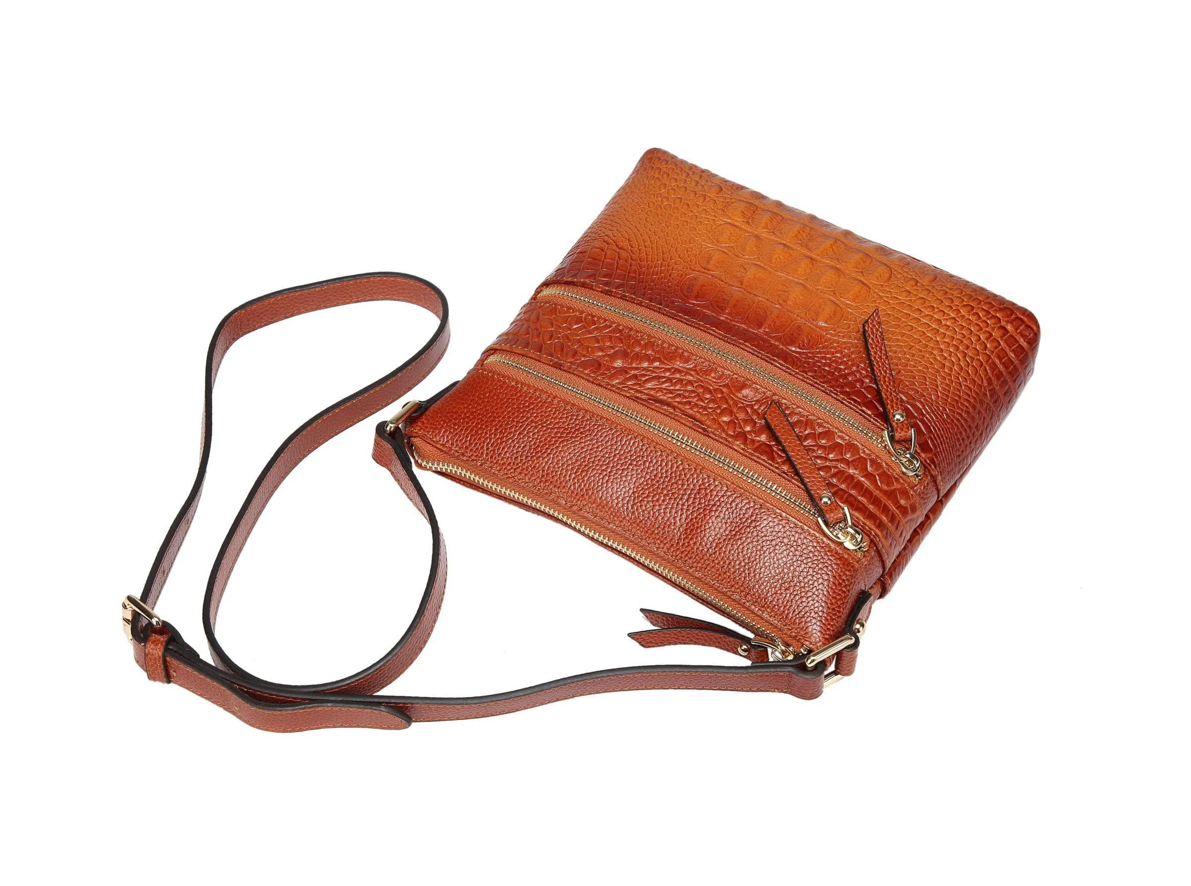 Tara Croc Embossed Leather Crossbody Bag