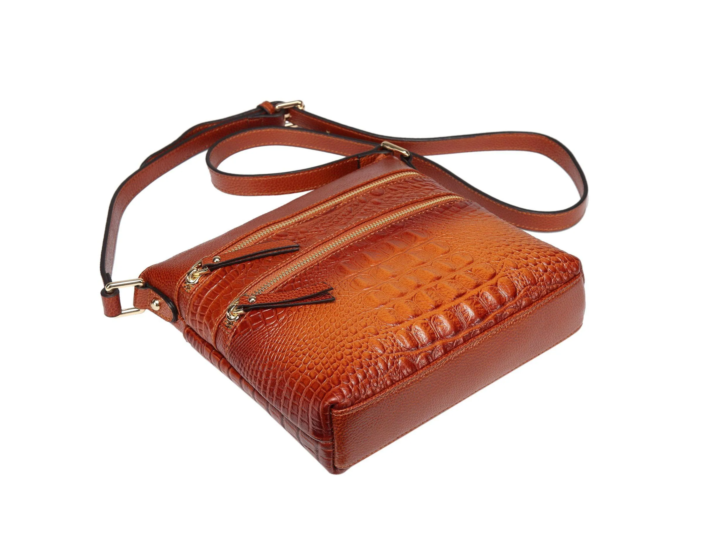 Tara Croc Embossed Leather Crossbody Bag