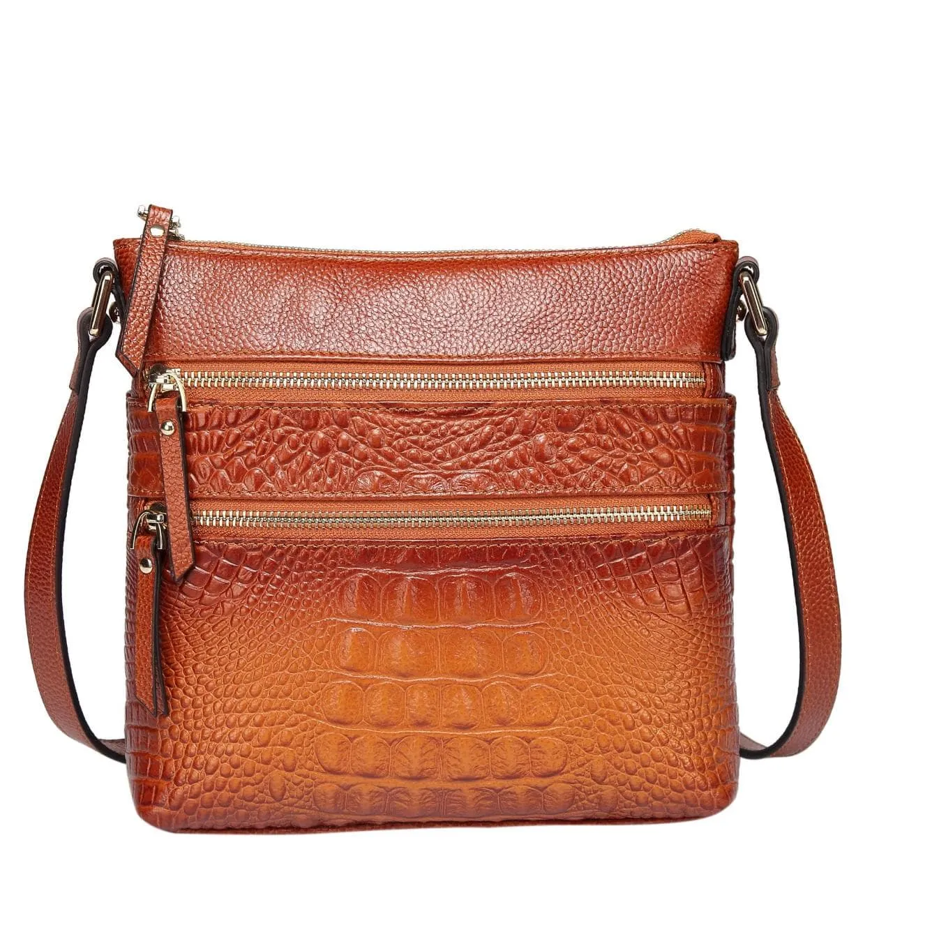 Tara Croc Embossed Leather Crossbody Bag