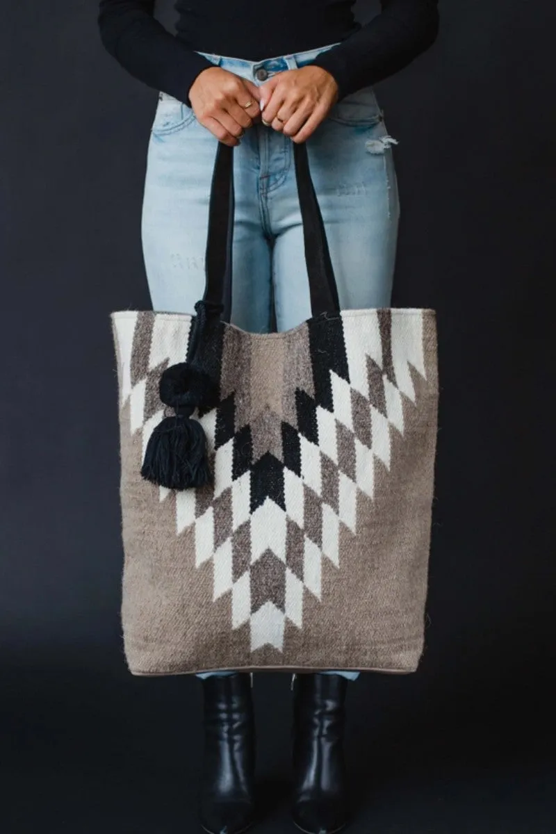 Taupe & Cream & Black Aztec Tote Bag