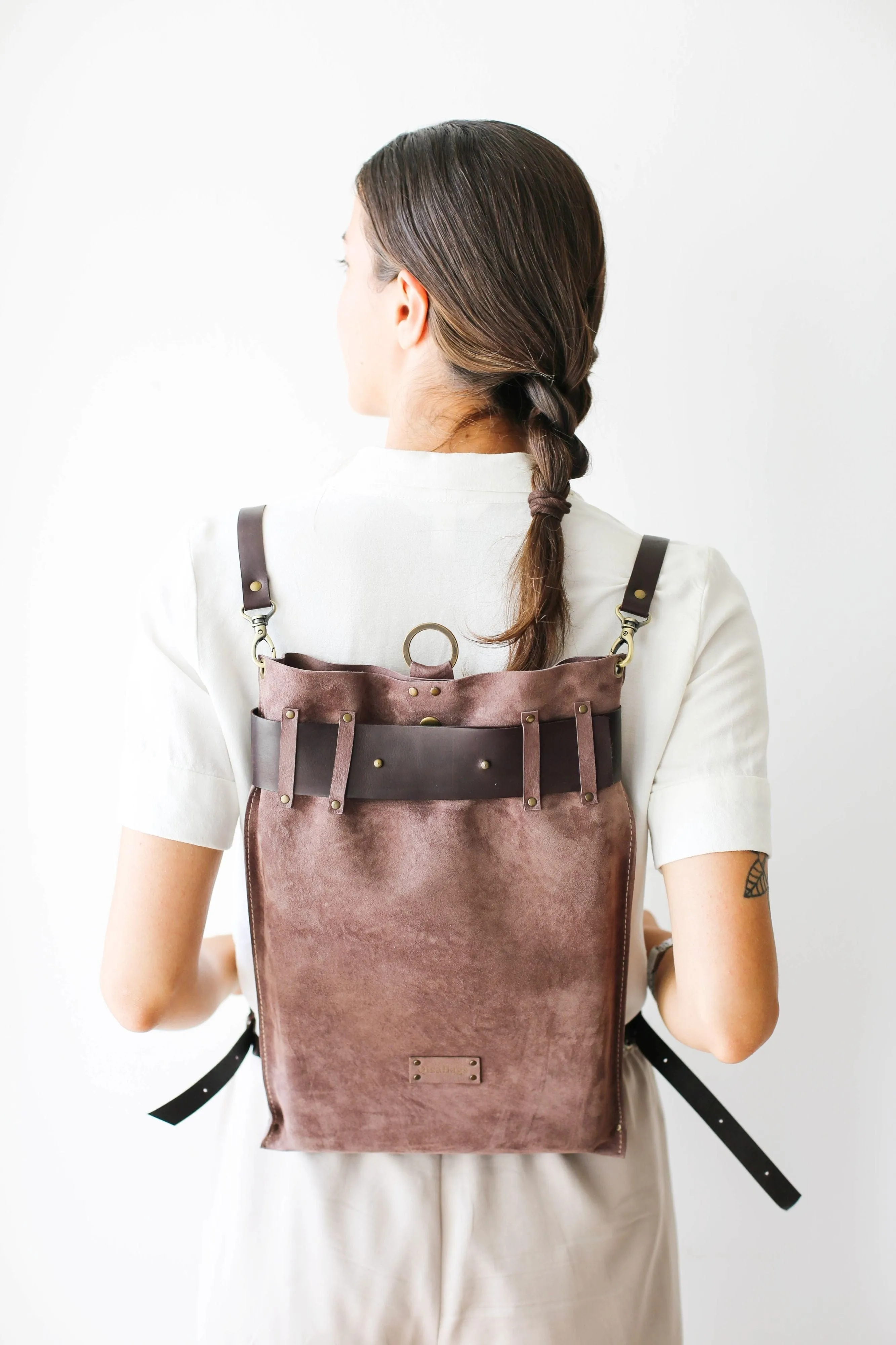 Taupe Suede Backpack