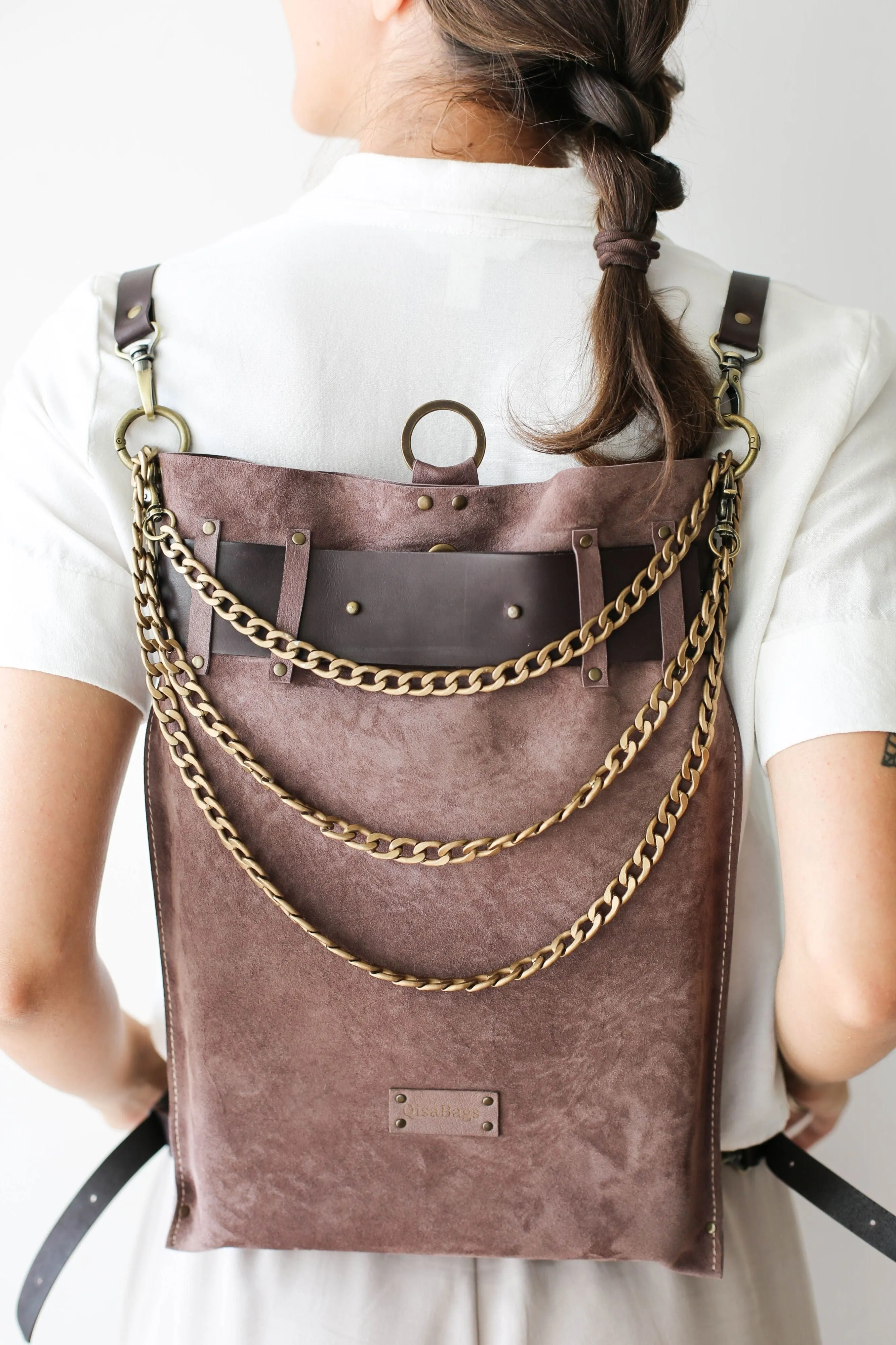 Taupe Suede Backpack