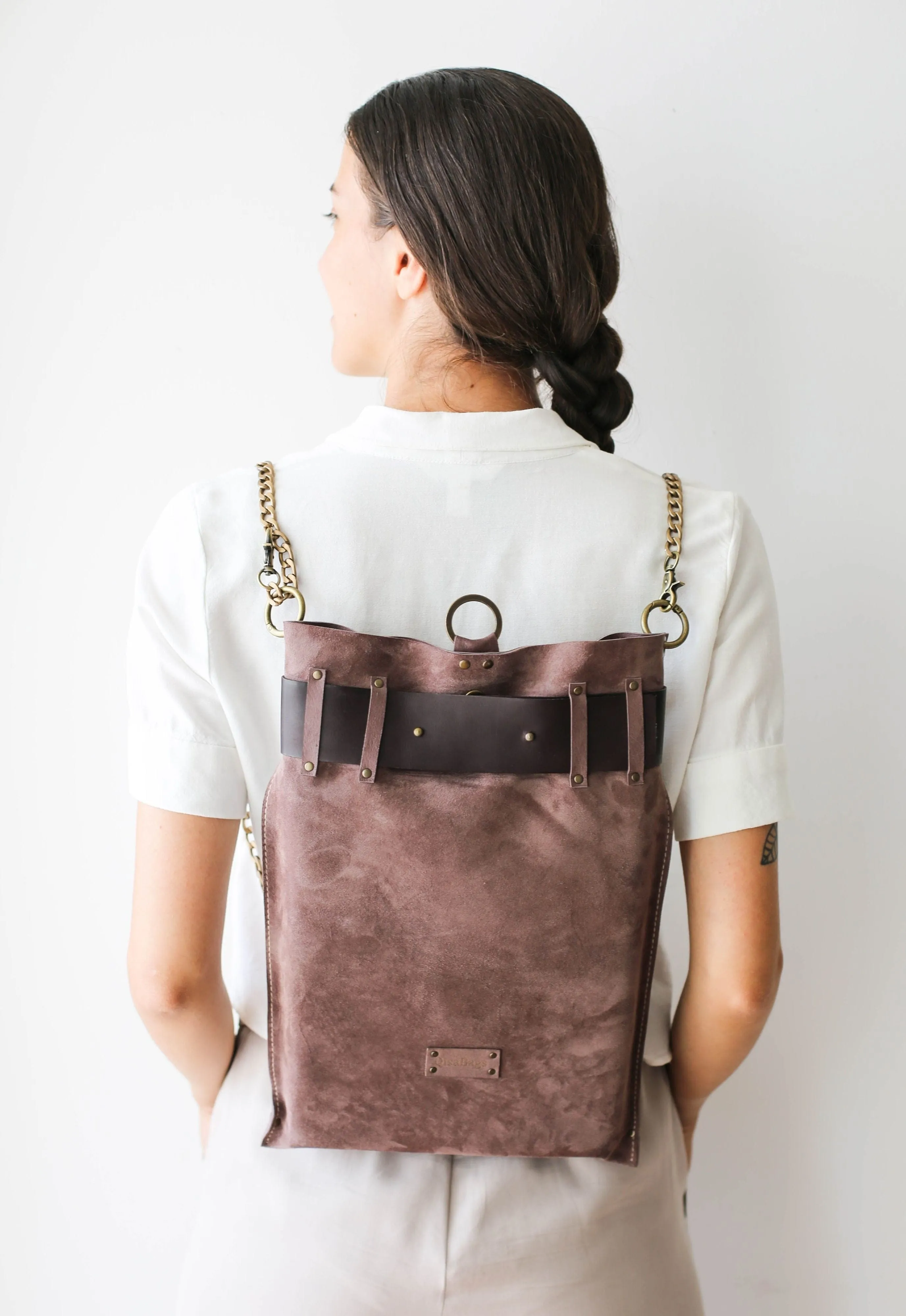 Taupe Suede Backpack