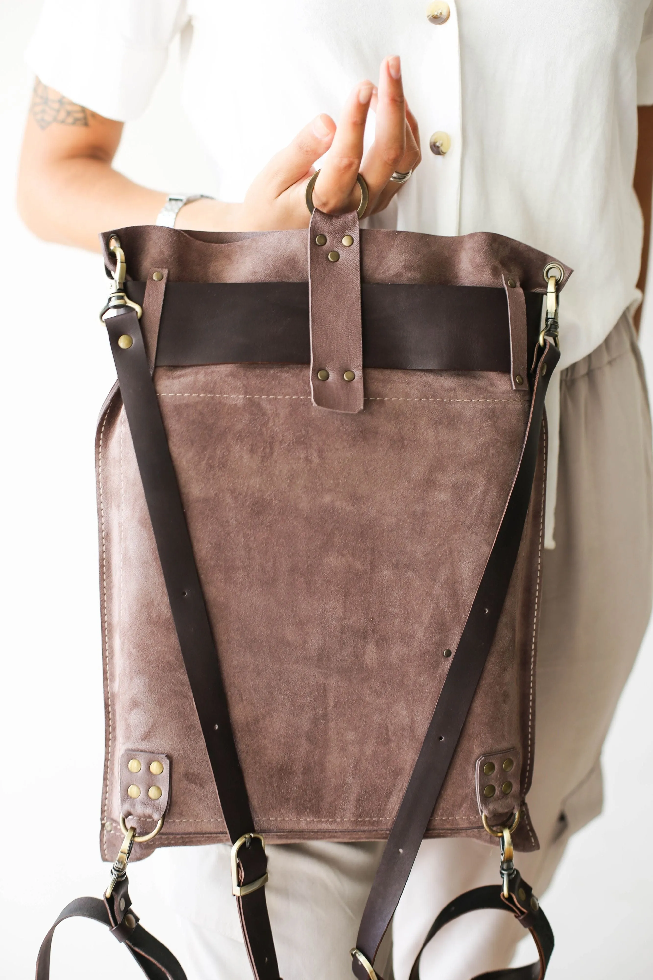 Taupe Suede Backpack