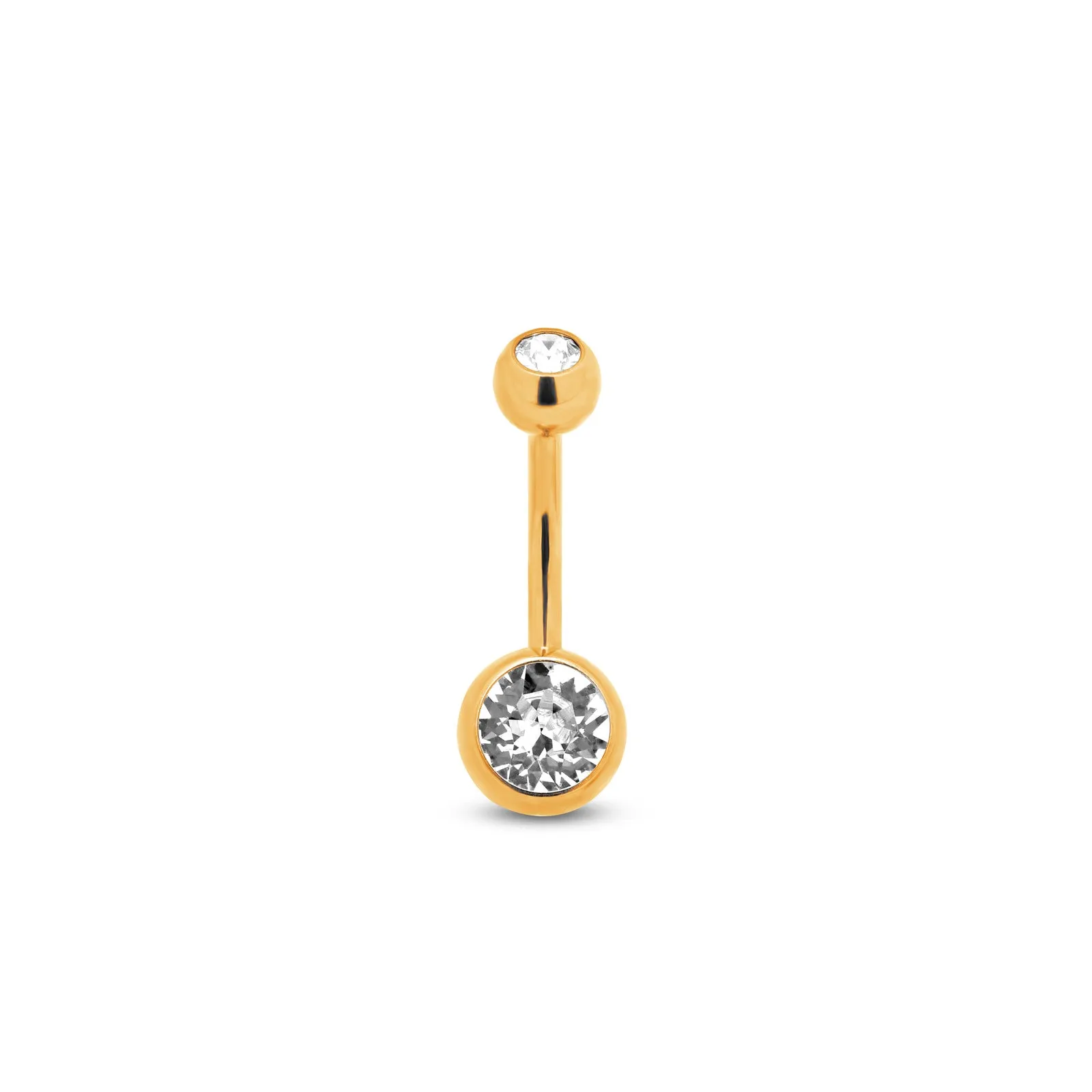 Trident 24kt Gold PVD Titanium Internally Threaded Jeweled Bezel Navel