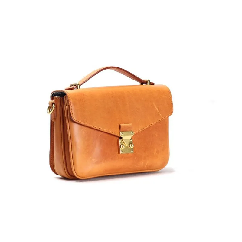 Vintage Vegetable Tanned Cowhide Leather Women's Messenger Bag