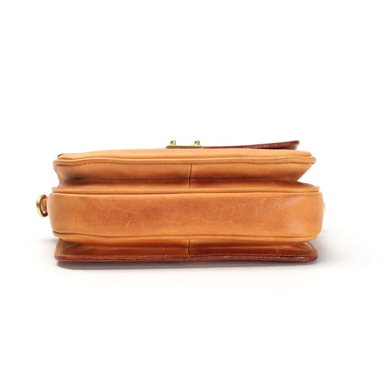 Vintage Vegetable Tanned Cowhide Leather Women's Messenger Bag