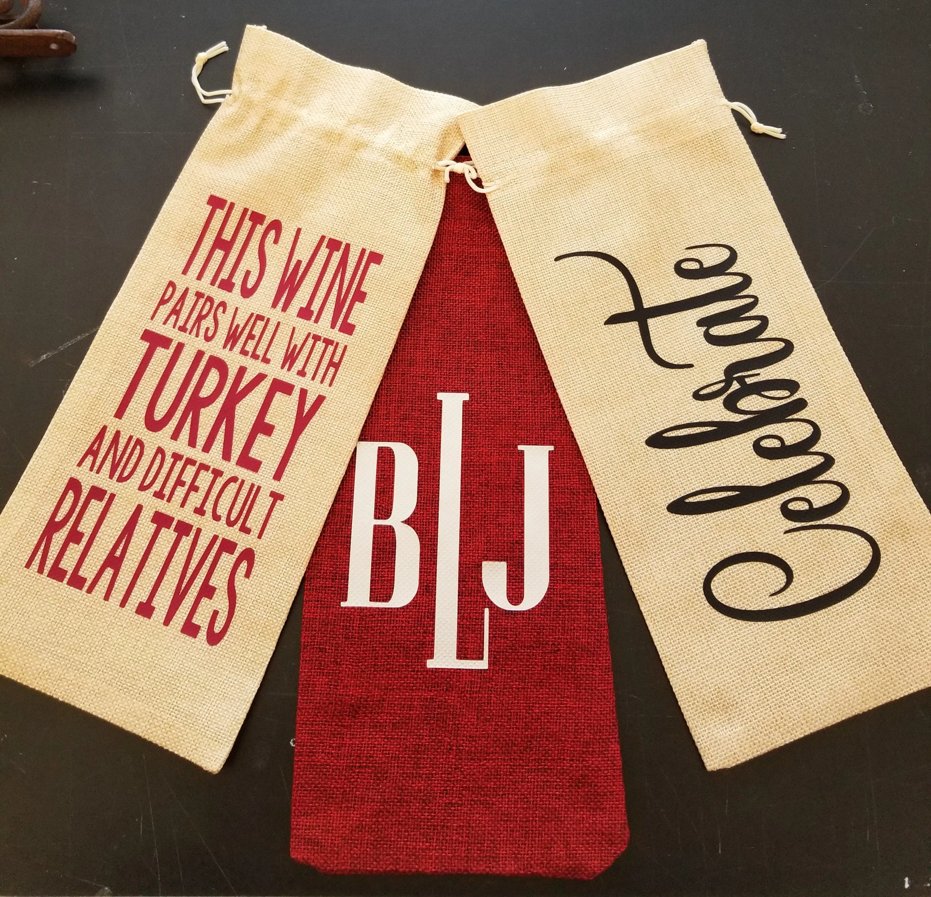 Wine Bag - Merry Christmas Custom/Personalized Jute