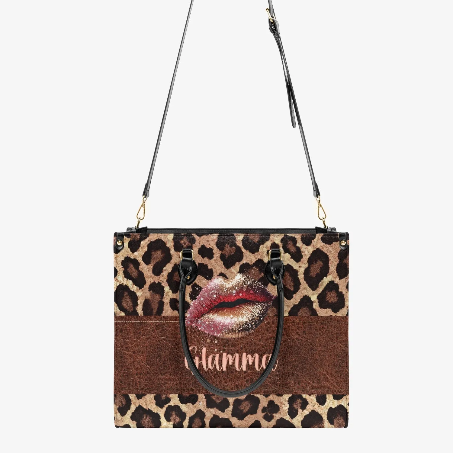 Women's Tote Bag - Leopard Print, Lips, Glamma