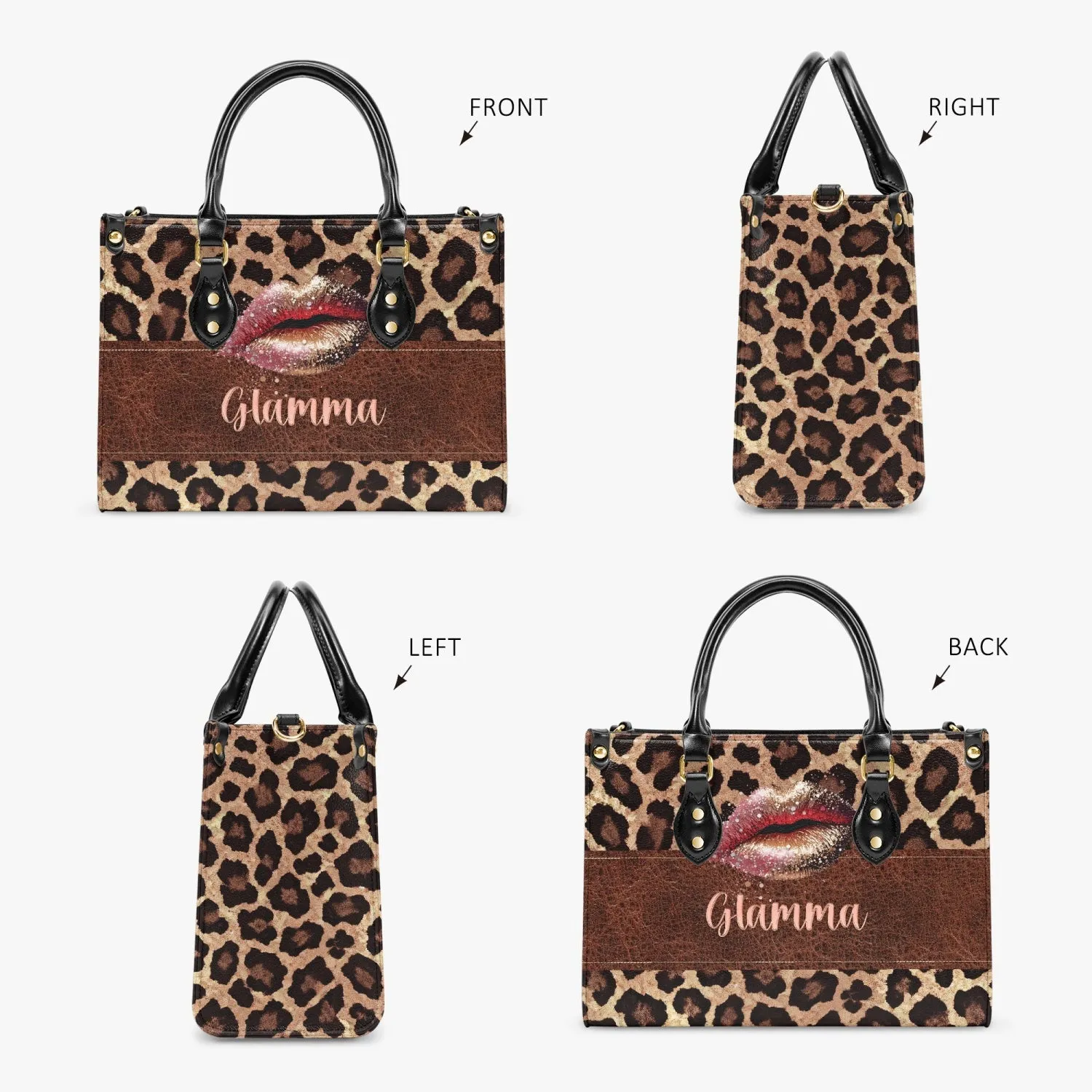 Women's Tote Bag - Leopard Print, Lips, Glamma