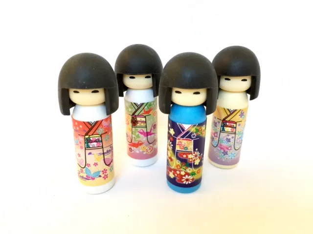 X 380041 Iwako BLACK HAIR Kokeshi Japanese Doll Eraser-DISCONTINUED