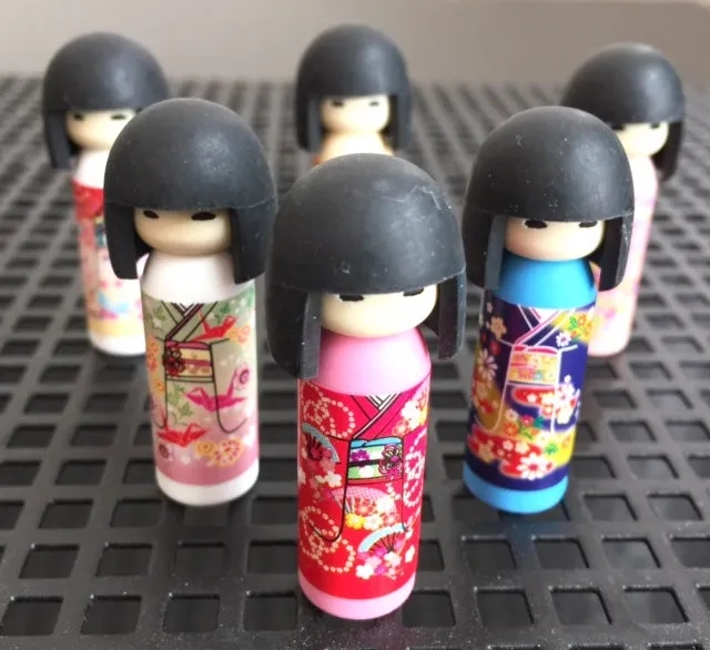 X 380041 Iwako BLACK HAIR Kokeshi Japanese Doll Eraser-DISCONTINUED