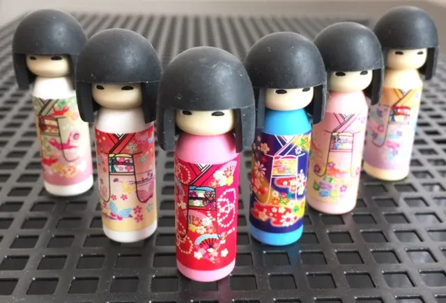 X 380041 Iwako BLACK HAIR Kokeshi Japanese Doll Eraser-DISCONTINUED