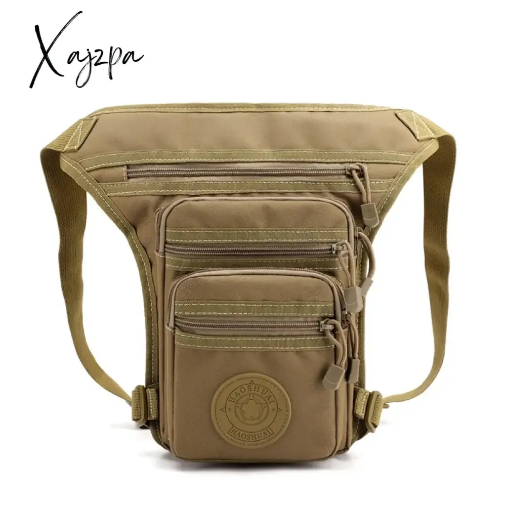 Xajzpa - Male Hip Thigh Fanny Pack Military Camouflage Motorcycle Rider Multi-Pockets Shoulder Bags High Quality Men Nylon Waist Leg Bag